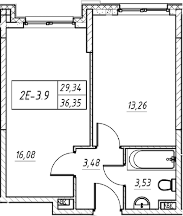 1-комнатная квартира 36.35 м², 2/11 эт., Комплекс апартаментов «Zoom на Неве»